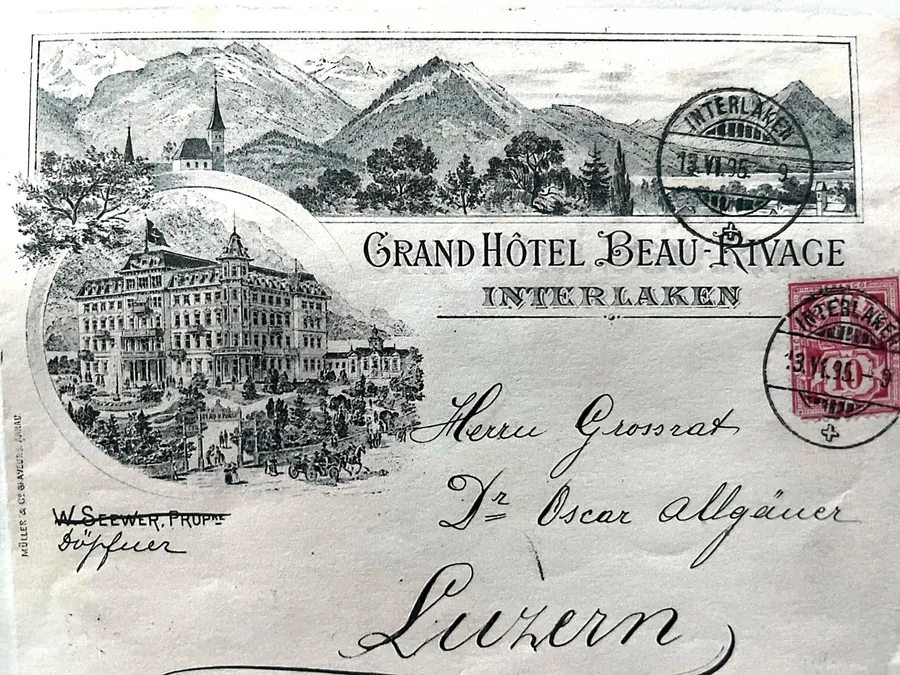 Eine alte Ansichtskarte des Grand Hôtel Beau-Rivage