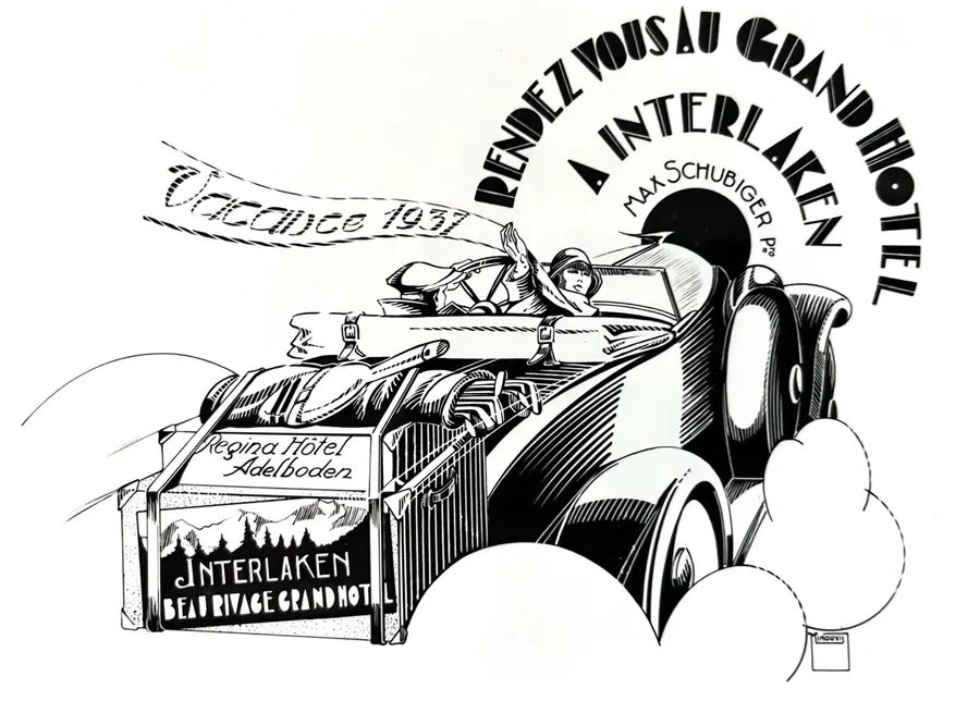 Ein altes Plakat «Rendez-vous au Grand Hotel à Interlaken»